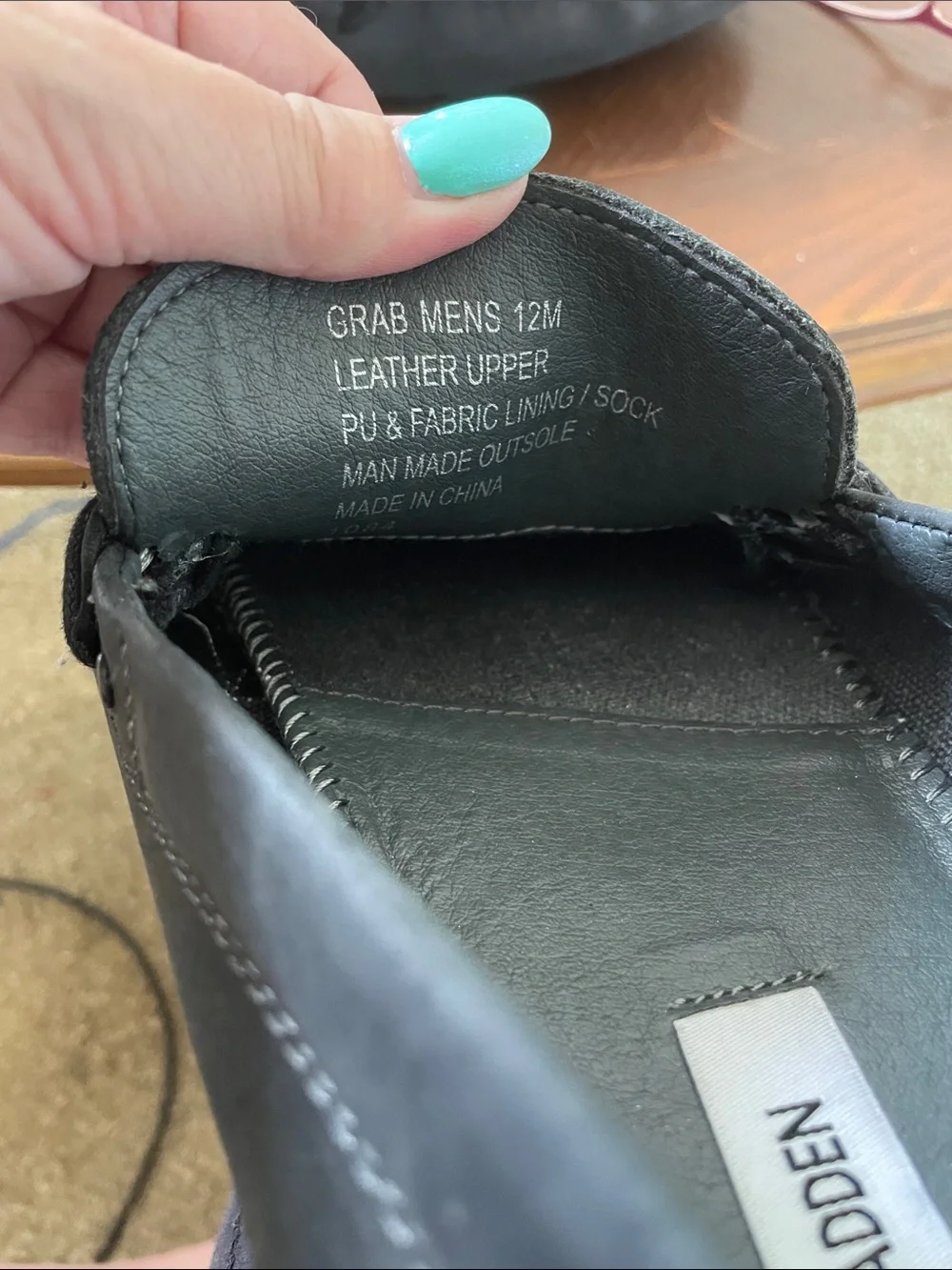 Steve Madden Black Men's Slip-On Loafers with Stitch Detailing Sz12